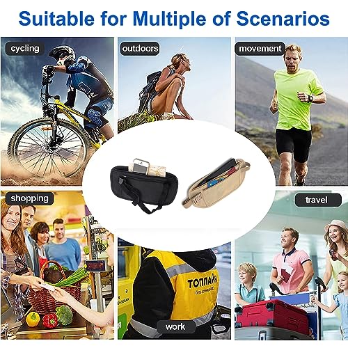 Image of Money Belt Travel Pouch, Hidden Waist Wallet Pouchs, Moneys Bag with Zipper | Money Belt for Travel, Anti-Theft Travel, Two Pockets, Slim Design, Under Clothes, Zipper Closure, For Cash, Passport, Cards