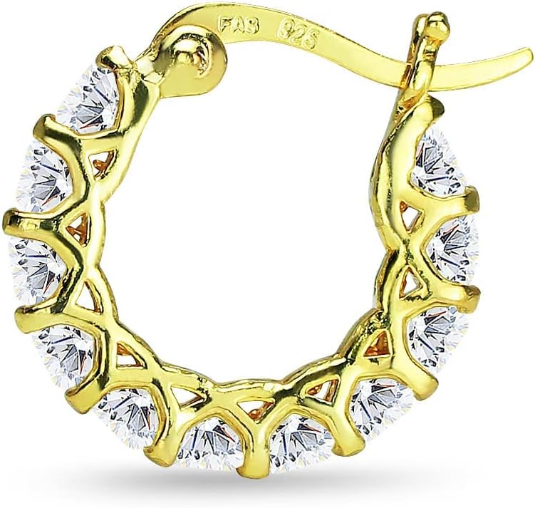 Sterling Silver 16mm Round AAA Cubic Zirconia Huggies Bridal Jewelry CZ Small Hoop Earrings for Women with Gift Box - Image 7