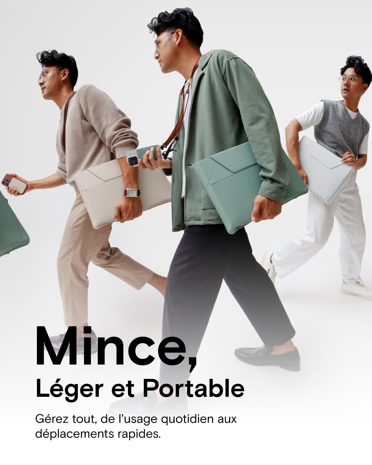 MOFT Housse de Transport pour Ordinateur Portable et Support, Deux Angles réglables, Pièces Ultra Fines pour Ordinateur Portable de 13" et 14", Compatible avec MacBook Pro/Air 2021 et 2022, Noir