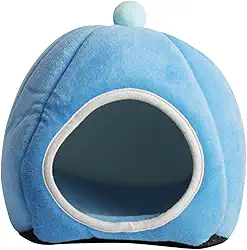 de hamster semifechado, de algodão para chinchila, abrigo para hamster lavável, cama aconchegante para porquinho da índia, quente de, Azul