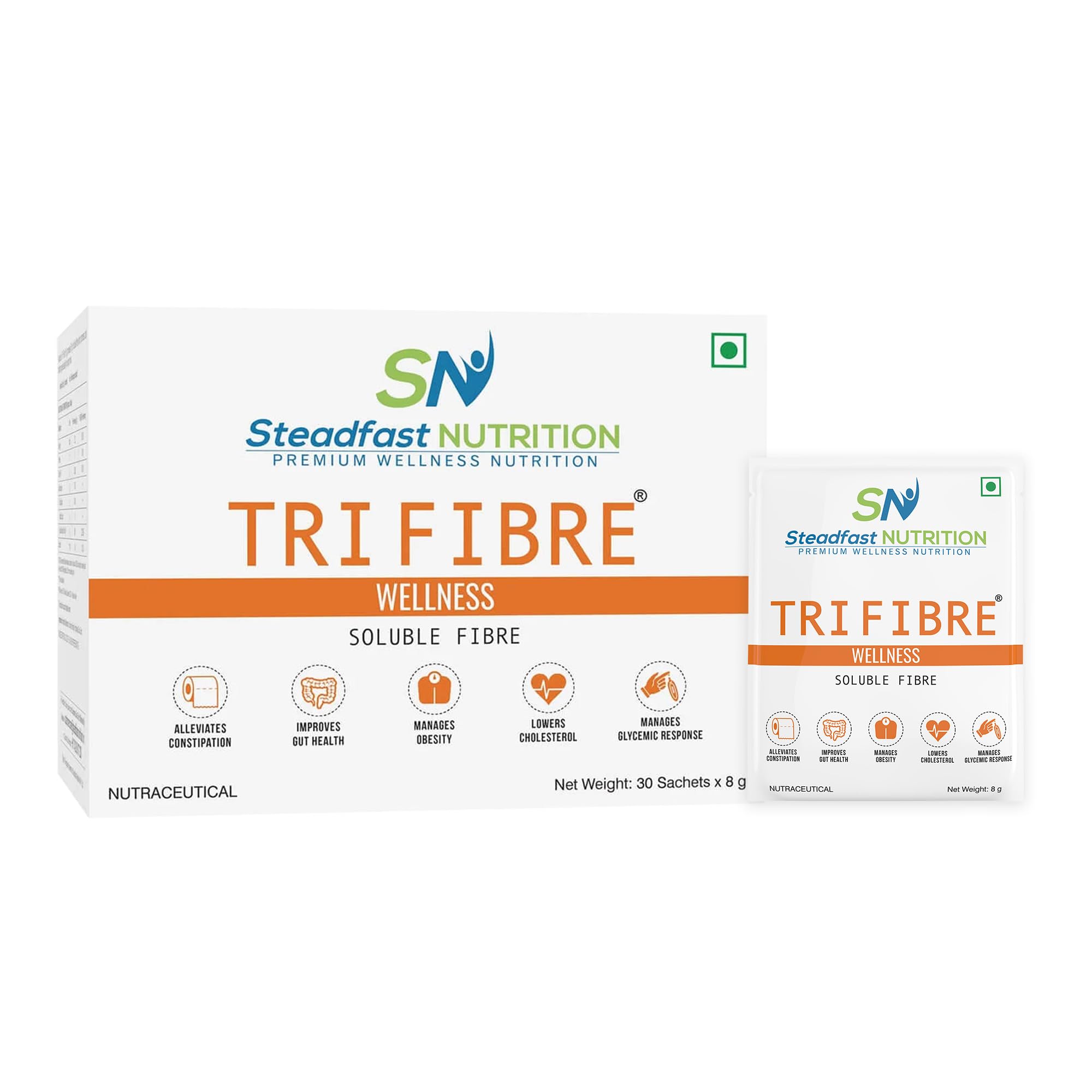 Steadfast Nutrition Tri Fibre | Clear Soluble Fiber Supplement for Healthy Gut & constipation relief | Gluten Free | Prebiotics | Unflavoured | 240g (Pack of 30 Sachets) (B07GPRPVMB) Amazon Price History, Amazon Price Tracker