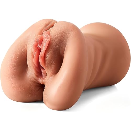 3 in 1 Pocket Pussy Male Masturbator - Adult Sex Toys for Men Penis Stimulation,Male Blowjob Stroker Toy with 3D Realistic Textured Tight Anus & Real Mouth for Man Masturbation Pleasure (Tan)