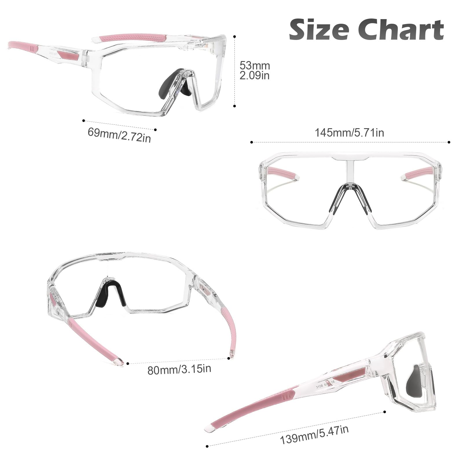 Fotocromatici Occhiali Da Ciclismo Sportivi Donne Uomini MTB Trasparenti Lenti Bici Bicicletta UV400