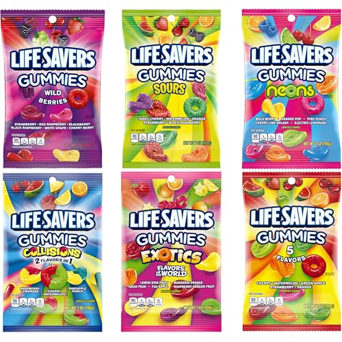 Variety Pack Gummies, 7oz Gummy Bag (6 Pack), Wild Berries, Exotics, Neons, Collisions, Sours & 5 Flavors