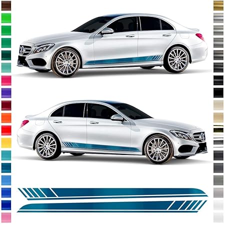 Auto Dress Seiten Streifen Aufkleber Set Dekor Passend Fur Mercedes C Klasse W205 S205 In Wunschfarbe Motiv Amg Original Farbwunsch Amazon De Auto Motorrad