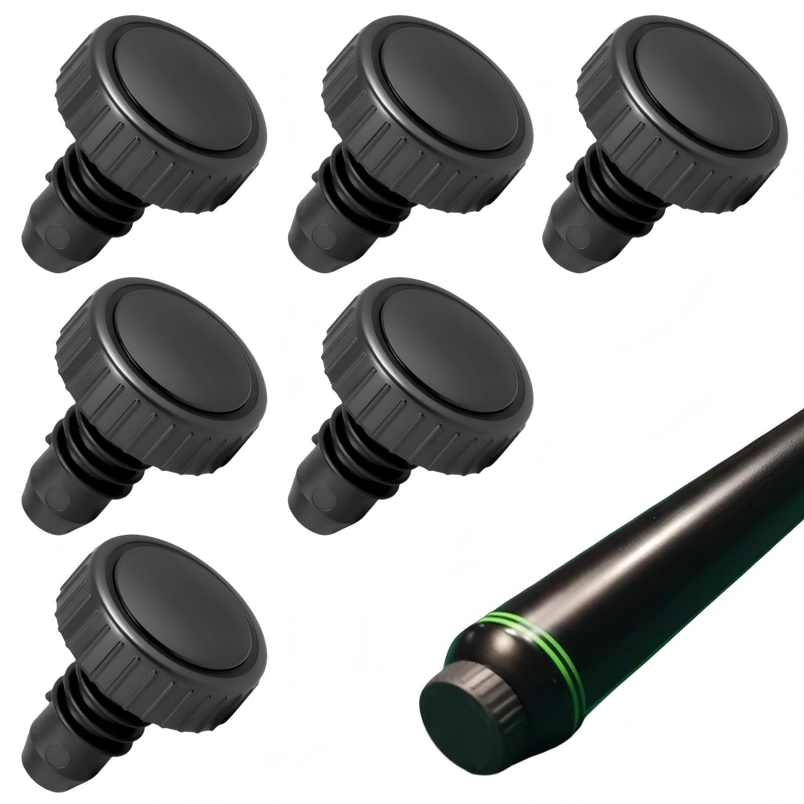 Mlifleue 6PCS Pool Cue Butt Protectors, Rubber Plug Snooker Cue Tip Caps, Durable Pool Accessories, Rubber Bumper Compatible with John Parris Peradon Britannia Master Woods Powerglide (Black)
