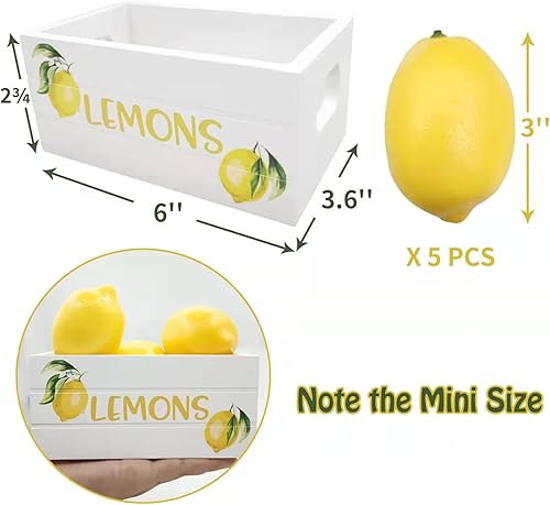 Miniatura 2 de Mini caja de limón para decoración de bandeja escalonada de verano, decoración de cocina de limonada de verano, caja de madera con 5 limones