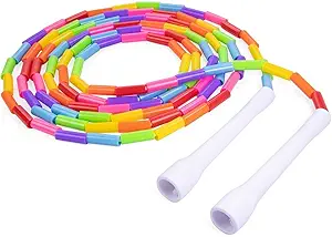 Beaded Kids Exercise Jump Rope - Segmented Skipping Rope for Kids - Durable Shatterproof Outdoor Beads - Light Weight and Easily Adjustable Kids Jump Rope