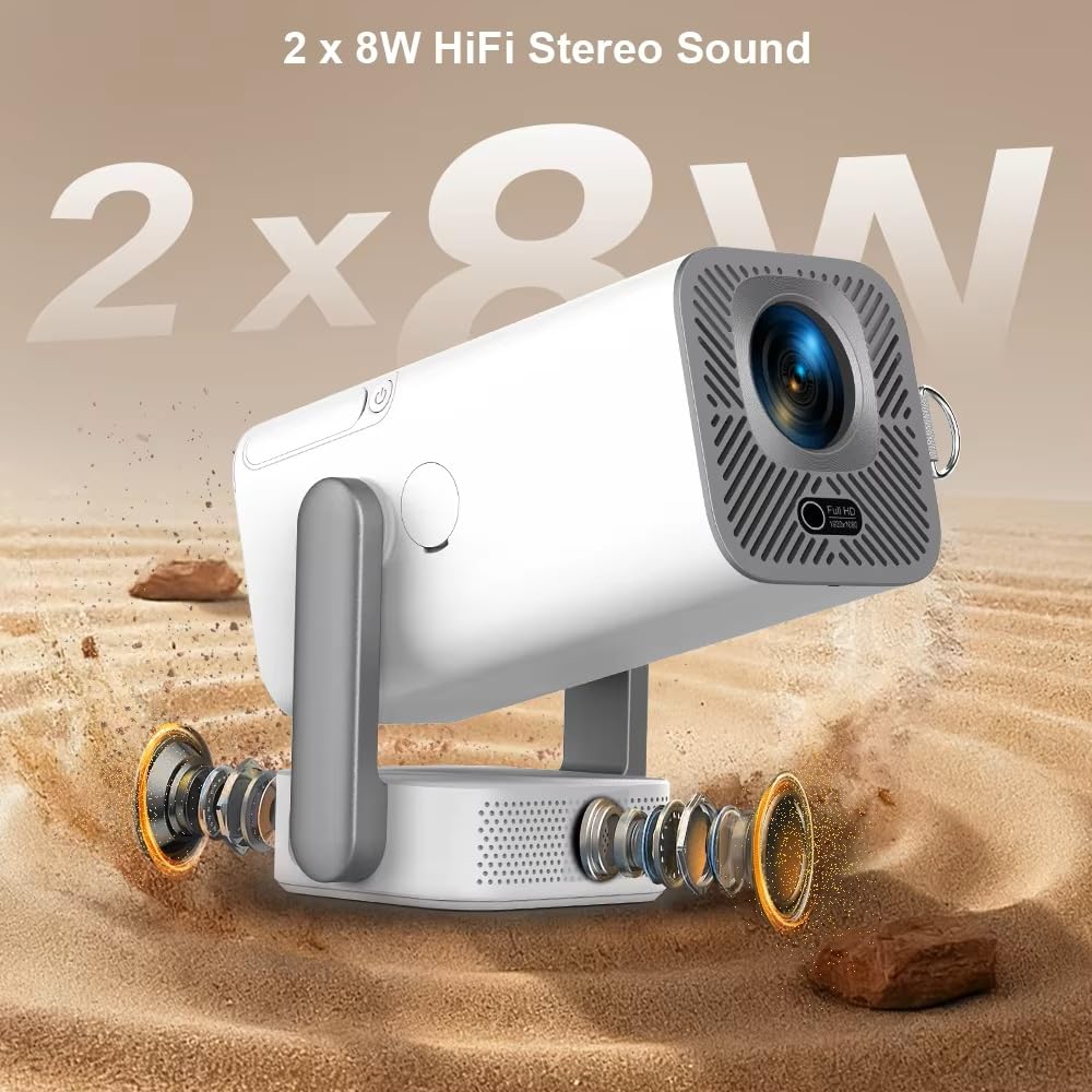 Proiettore Full HD 1080p, compatibile video 4K 3D, modello TD80Pro, dotato di Wi-FI e sistema Android, proiettore portatile, ideale per l'uso in home theater all'aperto (TD80Pro)