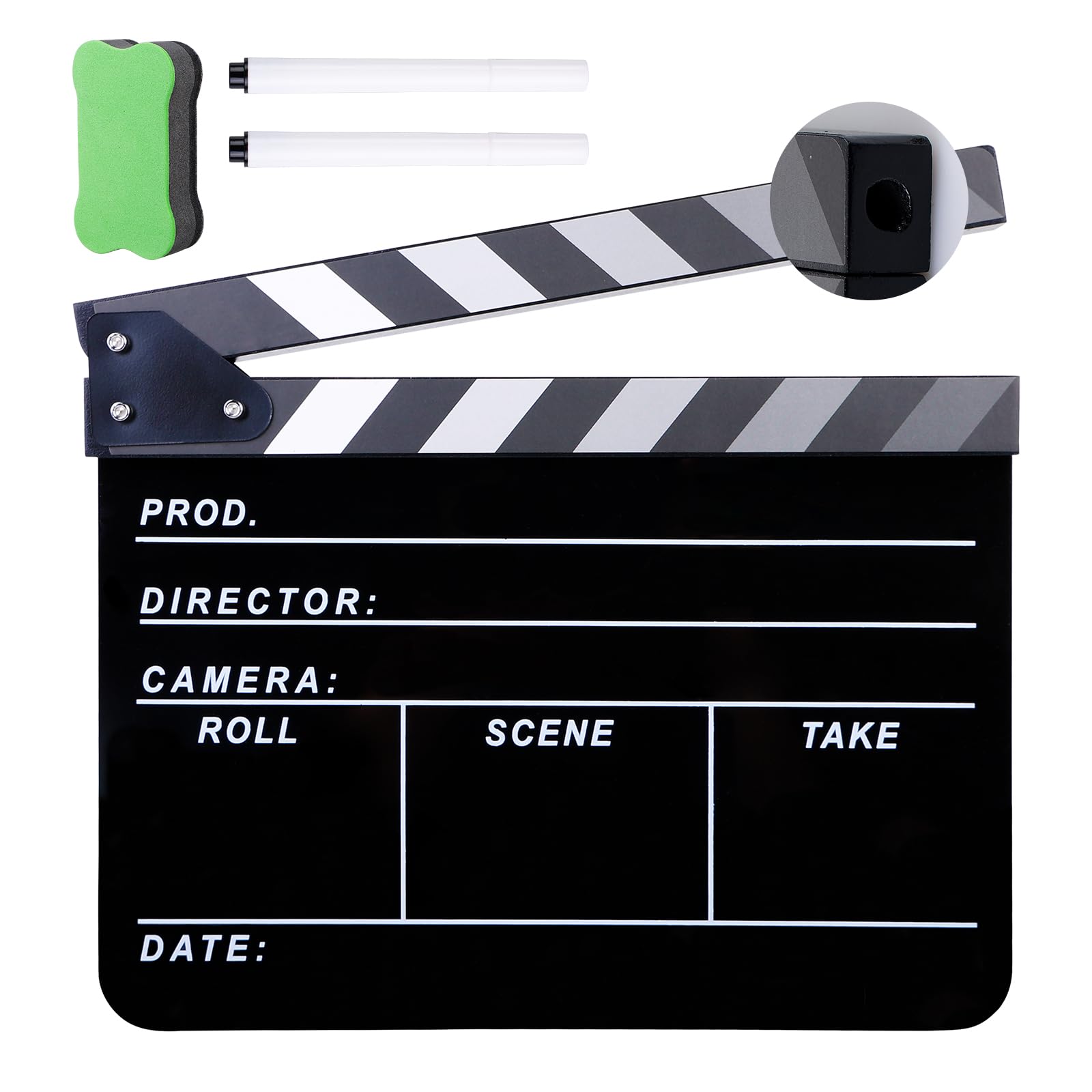 Clapet de cinéma en acrylique avec gomme magnétique pour tableau noir et stylos personnalisés et clé hexagonale, pour accessoires de photographie, série TV - 30 x 24 cm