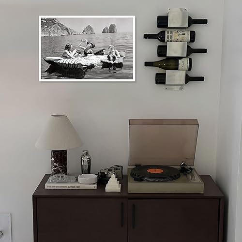 Miniatura 5 de Dcvjiy Póster vintage para comer espaguetis en el agua, estilo vintage italiano de la isla Capri, arte de pared, diseño de carrito de bar y champán,