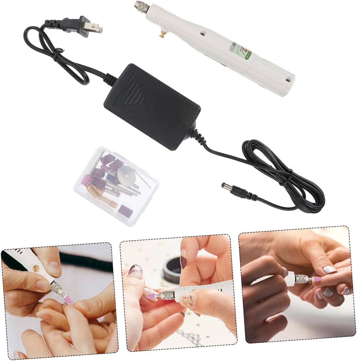Hohopeti 1set Mini Electric Engraver Pen Adjustable Speed for DIY Projects Handheld Carving Tool for Jewelry and More Us Plug