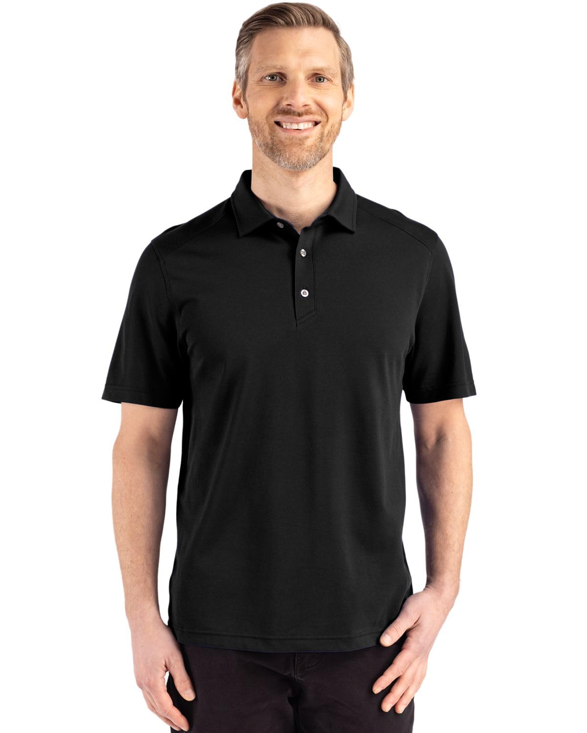 Cutter & Buck Men's Black Advantage Refresh Epic Confidence Recycled Big & Tall Tri-Blend Pique Polo, 4X Tall