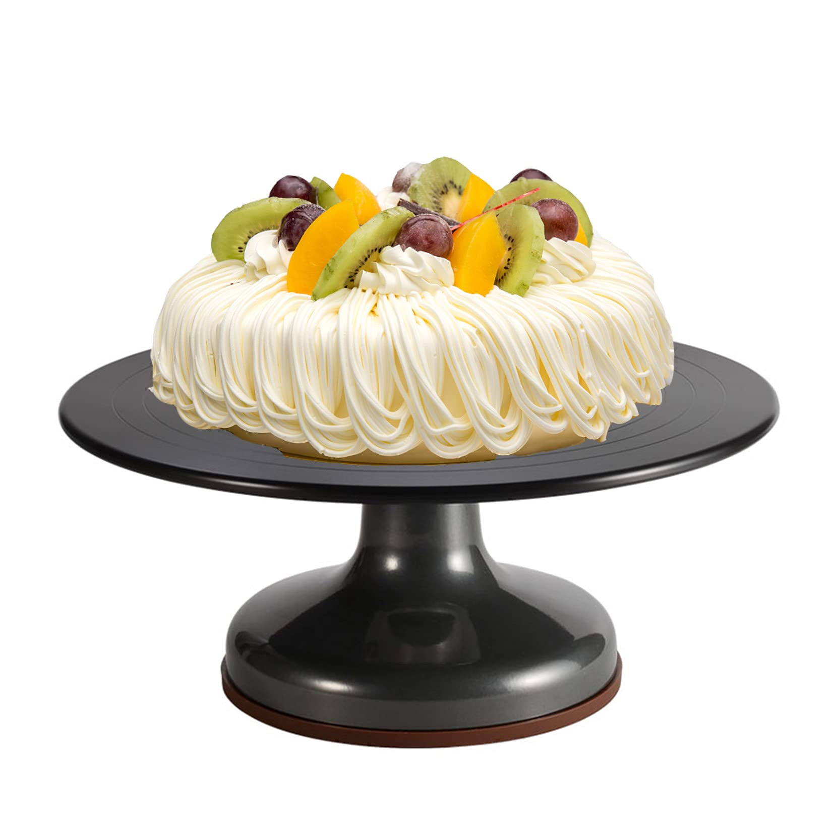 Tocadiscos giratorio de 12 pulgadas, soporte profesional de exhibición de postres para hornear, ideal para decoración de pasteles y herramientas de decoración, perfecto para panaderías (gris)