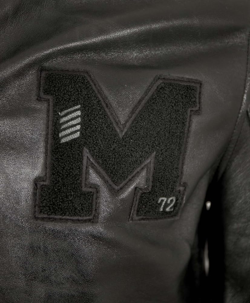 Gipsy - Męska kurtka skórzana z prawdziwej skóry, kurtka College Blouson Lamnappa czarno-biała