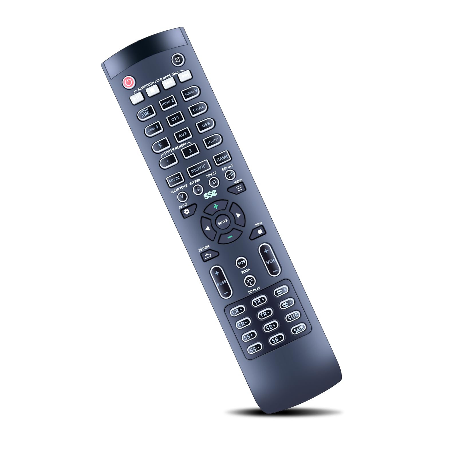 Telecomando di ricambio adatto per soundbar Nakamichi Shockwafe DTSX o SSE Shockwafe Ultra 9.2, 9.2.4 Shockwafe 7.1, 7.2, 9.2 DTS-X/Atmos Soundbar