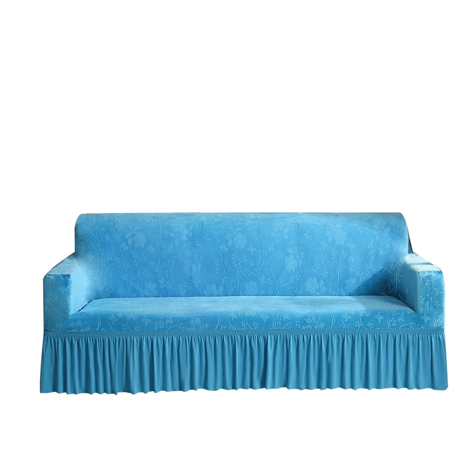 SUBLXPoten Sofa Cover with Skirt Stretch Sofa Cover, Non Slip, Soft Comfort Skirted Couch Slipcover, Furniture Protector(Blue,L (190-230CM))