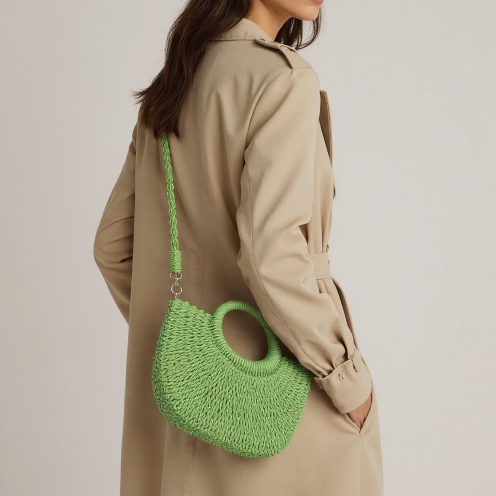 Bandolera de paja creativa y funcional con cordón, bolsos de hombro para mujer que brindan comodidad y estilo. Bolso bandolera de moda