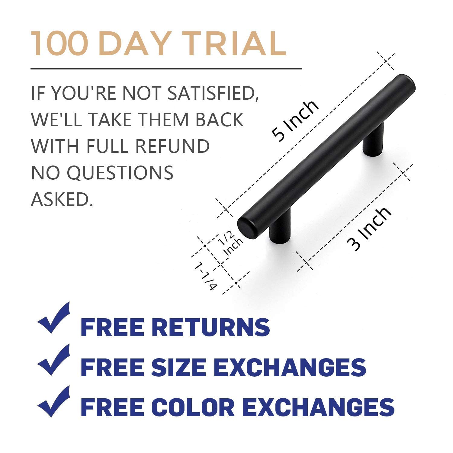 Ravinte Cabinet Handles 20 Pack 5 Inch Black Cabinet Pulls 3 Inch Hole Center Kitchen Cabinet Handles Kitchen Hardware for Cabinet Drawer and Cupboard