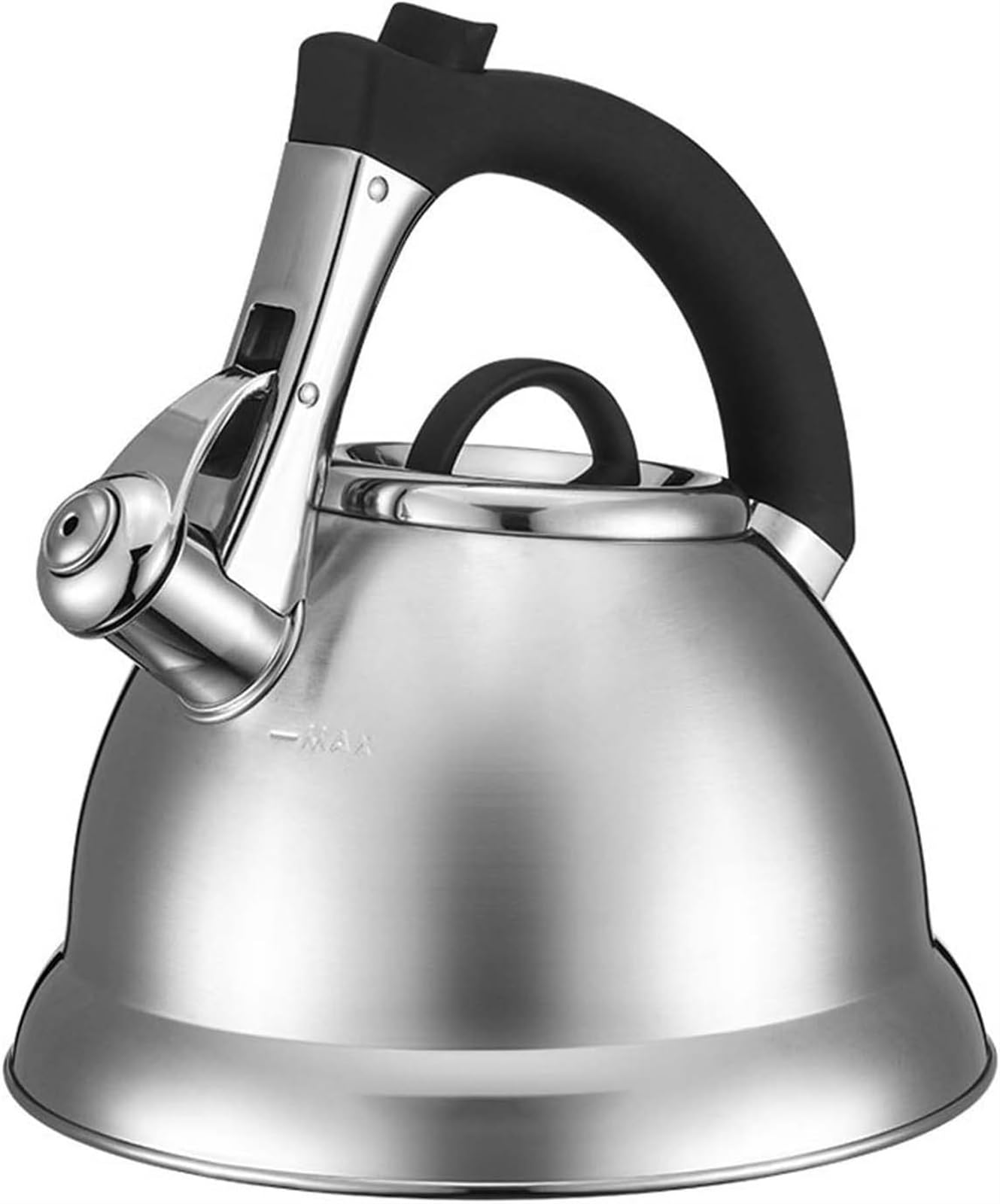 Caraffa termica for caffè, Teiera isolata, Bollitore for tè con fischio, Teiera for la casa, Teiera con manico in silicone, Bollitore for acqua con beccuccio interruttore a pulsante, 3L, Base a 5 stra