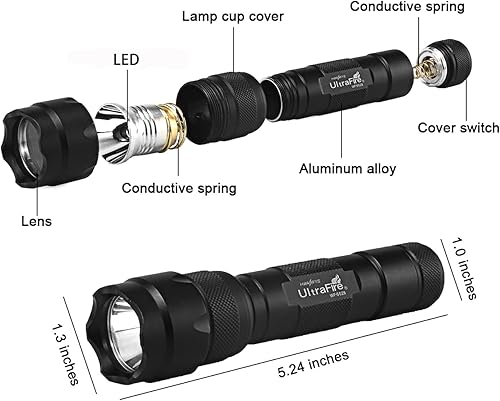 Miniatura 7 de ULTRAFIRE WF-502B - Linterna LED con funda, linterna táctica de un solo modo, 1000 linternas de alta resistencia con funda para cinturón, kit de