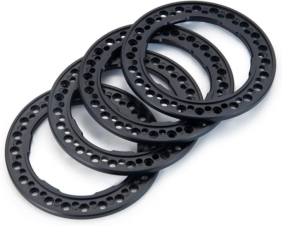 RCLIONS 4PCS Aluminum Alloy 1.9inch RC Beadlock Wheel Rim Ring Replace for 1/10 RC Crawler Car 1.9" Wheels/Rims (Black)