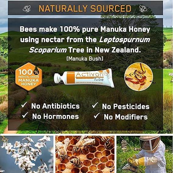 ActivOn Medical Grade 100 percent Manuka Honey Gel Tube Natural Healing of Wounds,1 Ounce (Pack of 1)