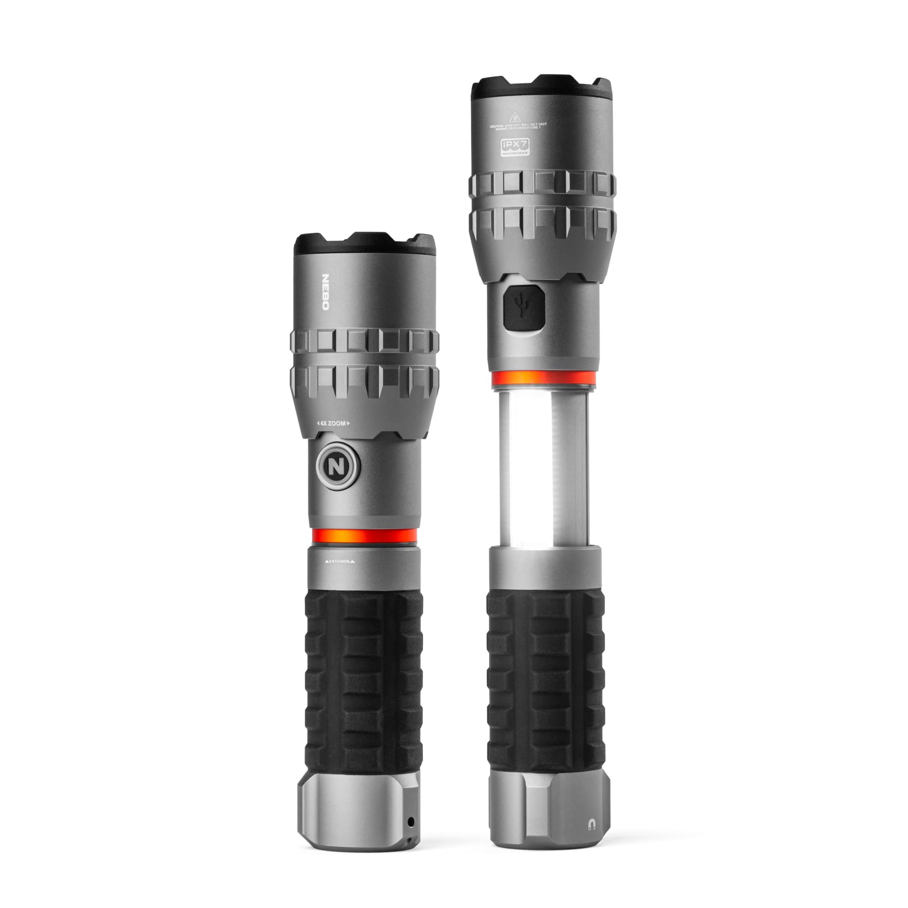 NEBO Slyde King 4K Linterna y Luz de Trabajo – 4.000 Lm + COB 1.000 Lm | 7 Modos | Slide-to-Reveal Patentado | Zoom 4x | Rojo Emergencia | Base Magnética | IPX7 | USB-C