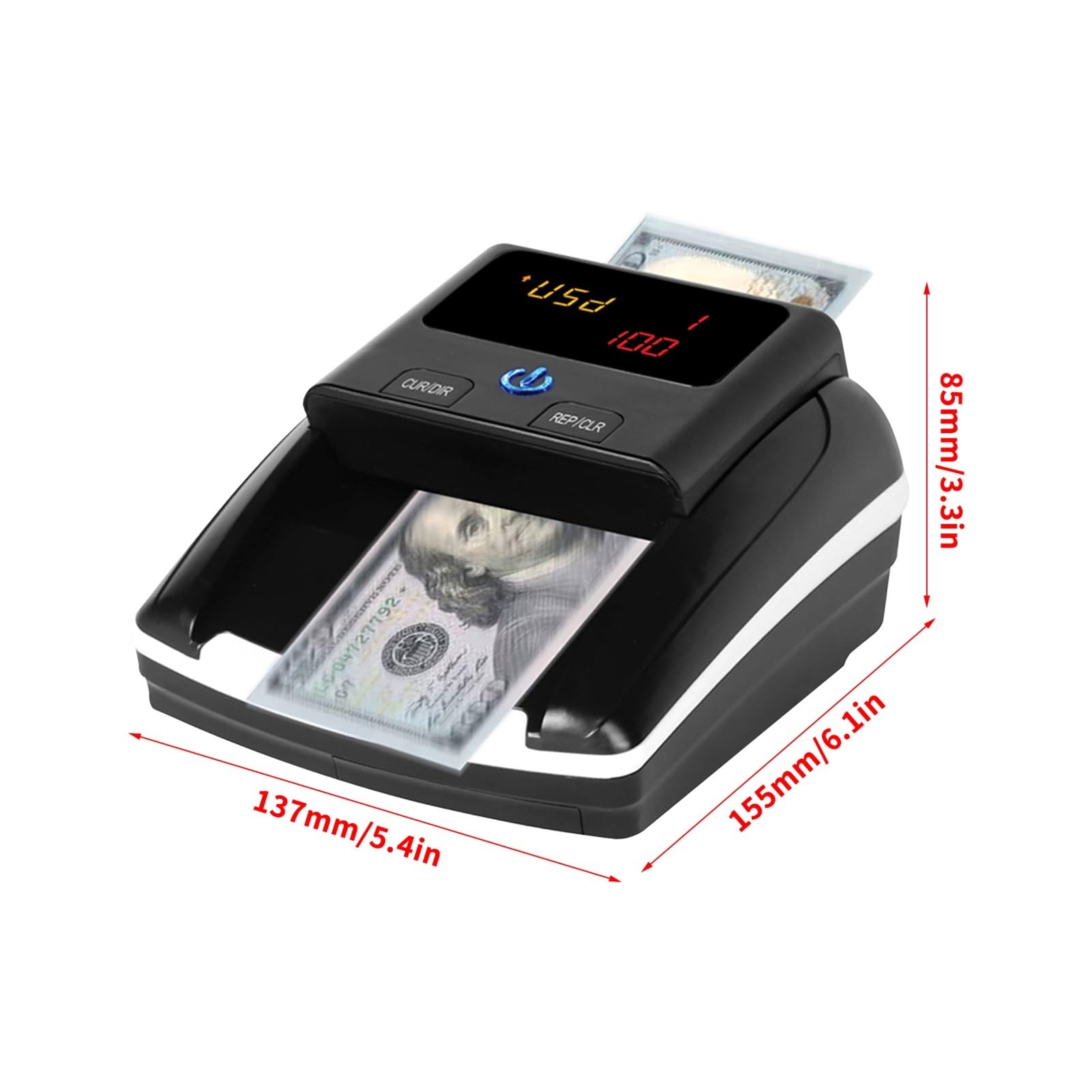 Contador de dinero, Mini contador de dinero portátil, detector billetes por infrarrojos, detección automática