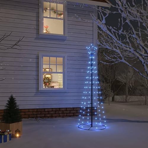 Árbol de Navidad con forma de cono de Navidad, árbol de Navidad blanco, árbol de Navidad preiluminado, arbol de Navidad con Luces, azul 108 LED de 2
