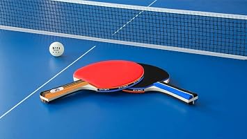 N1fit Ping Pong Paddle Set - 4 Professional Rackets, Retractable Net, 6 Pig Pong Balls, Carry Case - Indoor and Outdoor Table Tennis Play