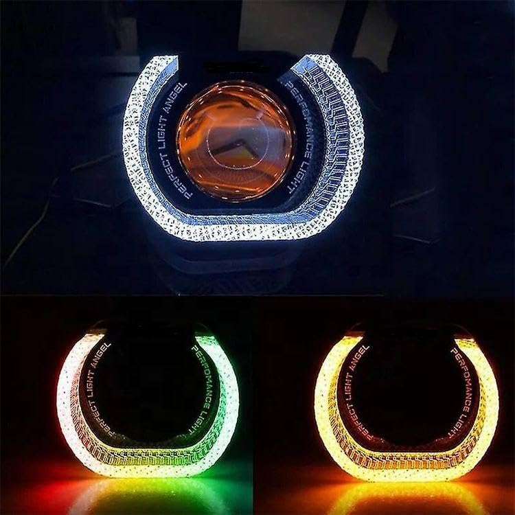 Image of AutoBizarre 2Pcs 3 Inch LED Angel Eyes Halo Ring Headlight Shrouds Cover Mask 5D Crystal RGB DRL Lights with Mobile Application Control for All Cars, Vans, SUVs, etc (U)