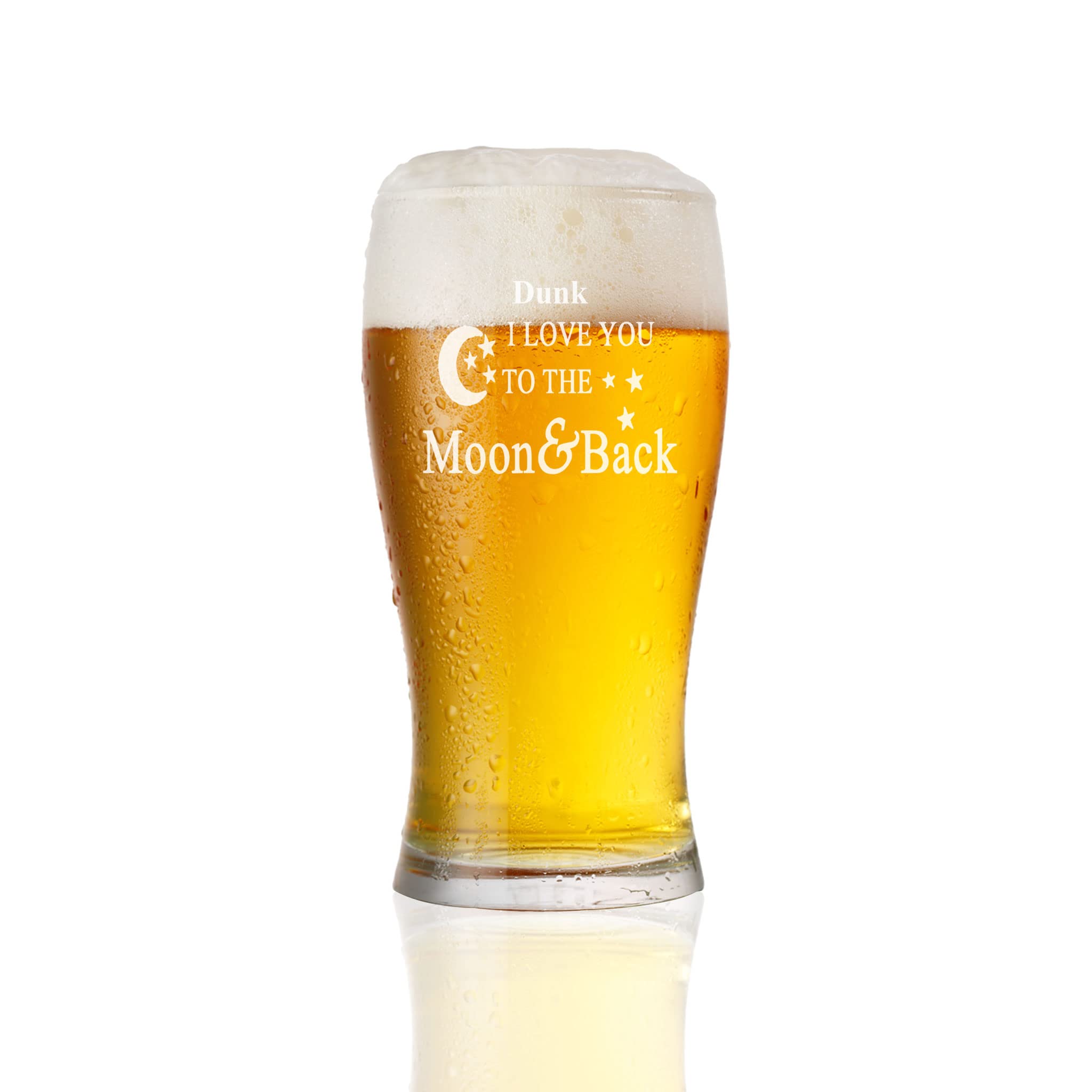 ukgiftstoreonline Personalised I Love You To The Moon and Back Glass Gifts For Him and Her (Beer Glass)