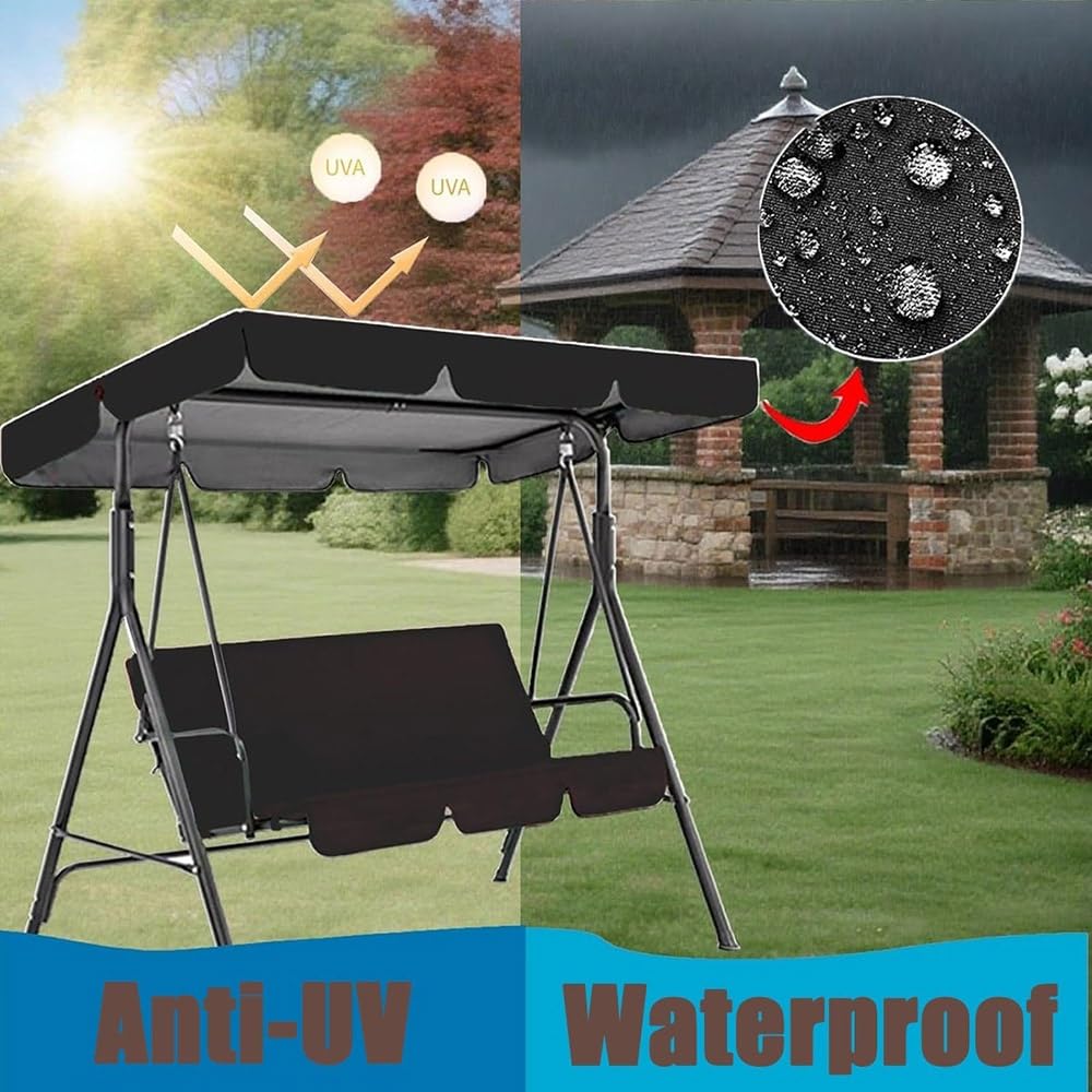 Toit De Rechange pour Balancelle De Jardin, Housse De Rechange Balancelle Imperméable Toit De Remplacement pour Balançoire 2 3 Places(Grey,98x73in-249x185cm)