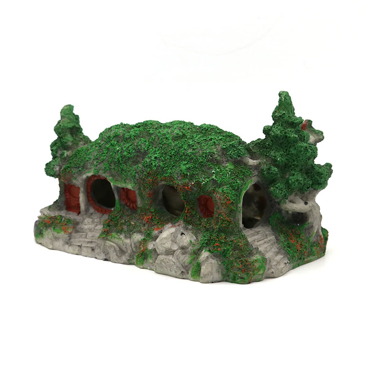 Vista De Montaña Ornament Aquarium, Casa De La Casa Cava Puente Decoración De Peces, Adornos De Puente De Piedra De Rocas Simulación De Resina Aquarium Paisaje,16.5 * 10.5 * 10.5cm
