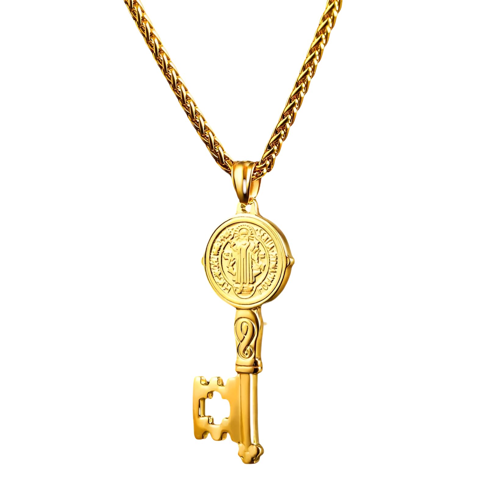 Médaille Benoît en argent sterling résistant, un collier durable pour la peau