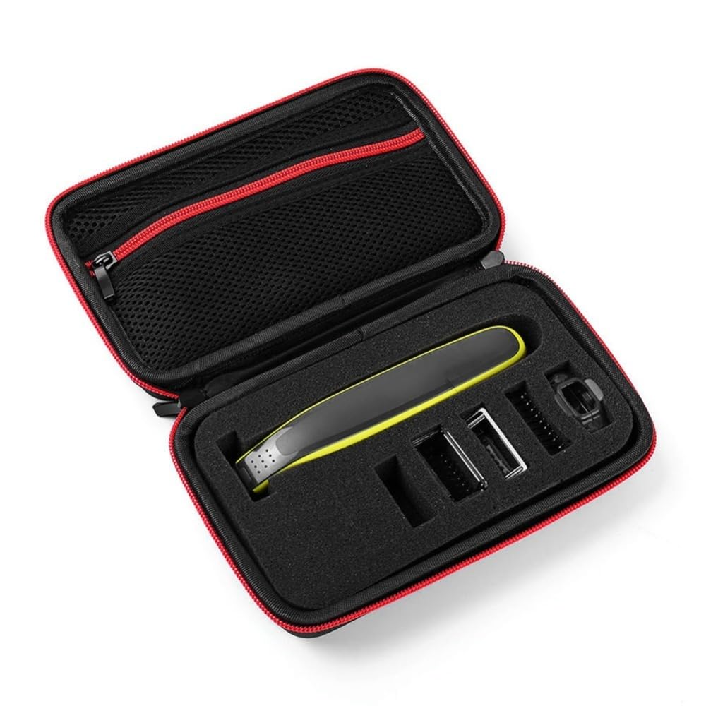 Electric Shaver Storage Bag Waterproof Hard Case with Nylon TPU Material Portable Organizer for OneBlade Travel and Accessories(Red)