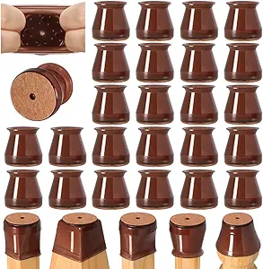 24 Pcs Chair Leg Floor Protectors for Hardwood Floors Silicone Covers to Protect Wood Tile Floors Felt Bottom Furniture Leg Caps Anti-Scratch Reduce Noise (Fit:0.9"-1.29")