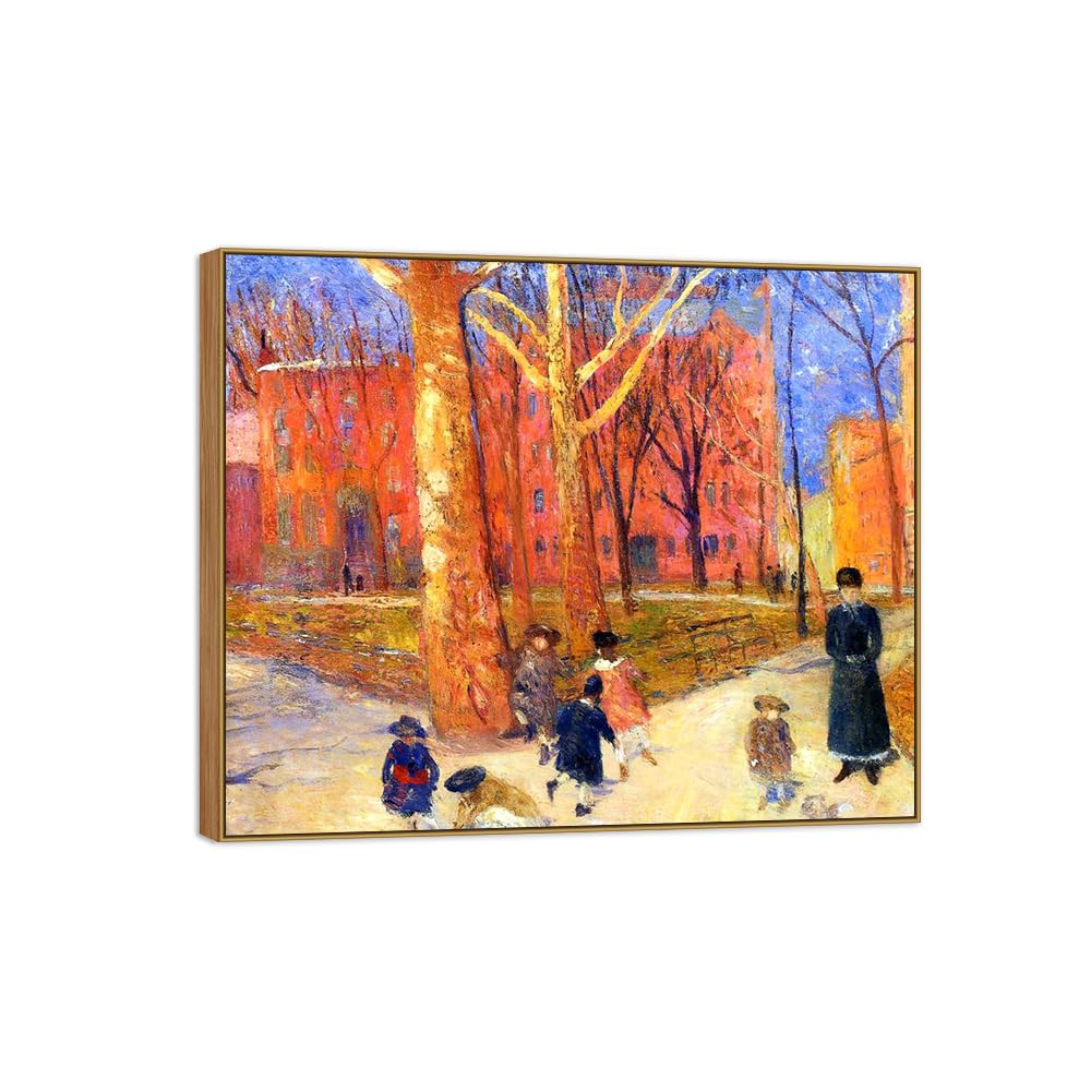 SDYSKKUG William Glackens Canvas Wall Art Prints for Living Room. Square 2. 48x40cm Wood Frame