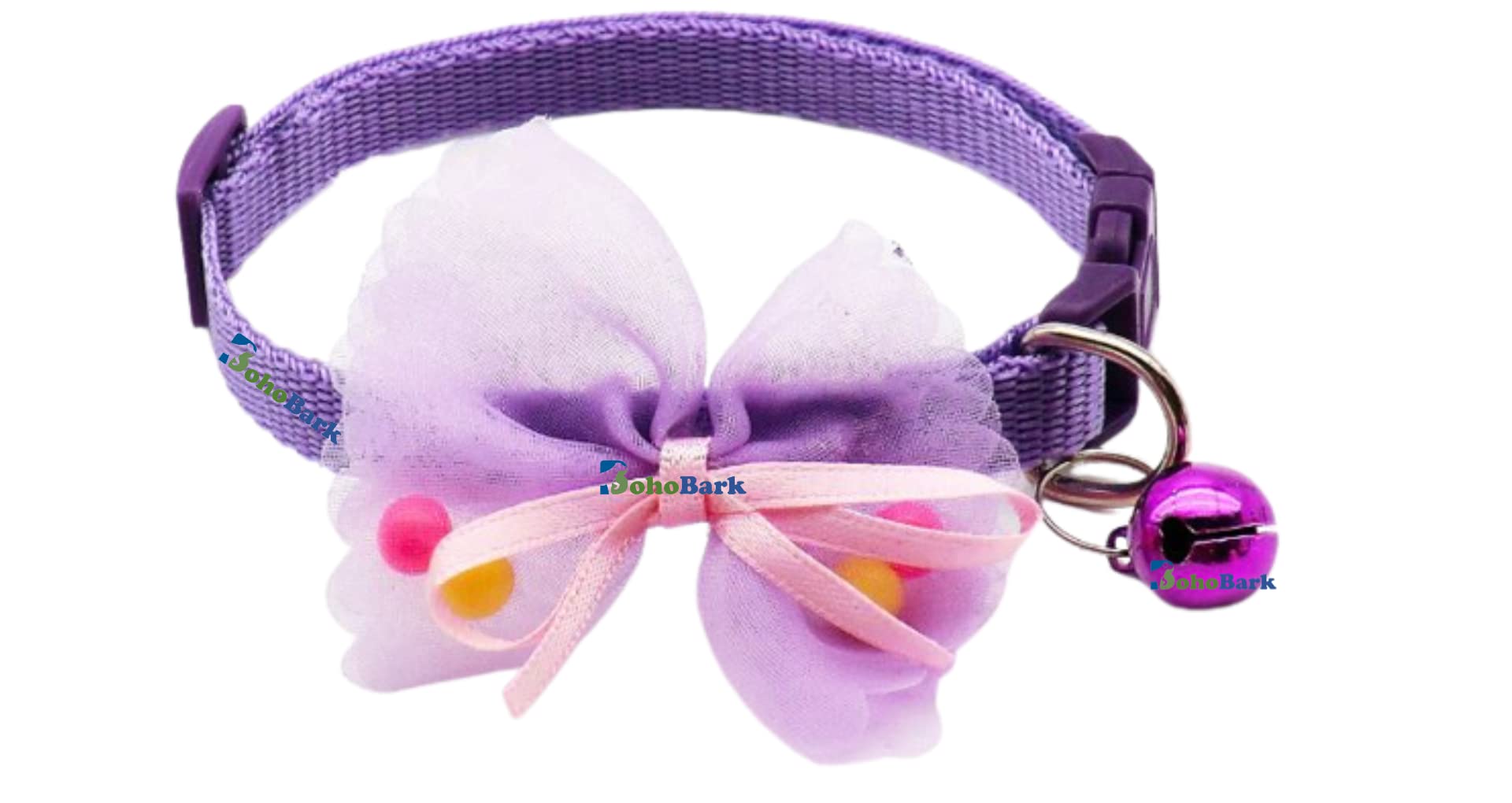 BohoBark Pet Collar Bow Tie & cat Cute Personalized Breathable Puppy Collar Dog Training Collar Webbing Collar with Bell Running Bowknot Personalized_Purple_ (B0C6KPV9YG) Amazon Price History, Amazon Price Tracker