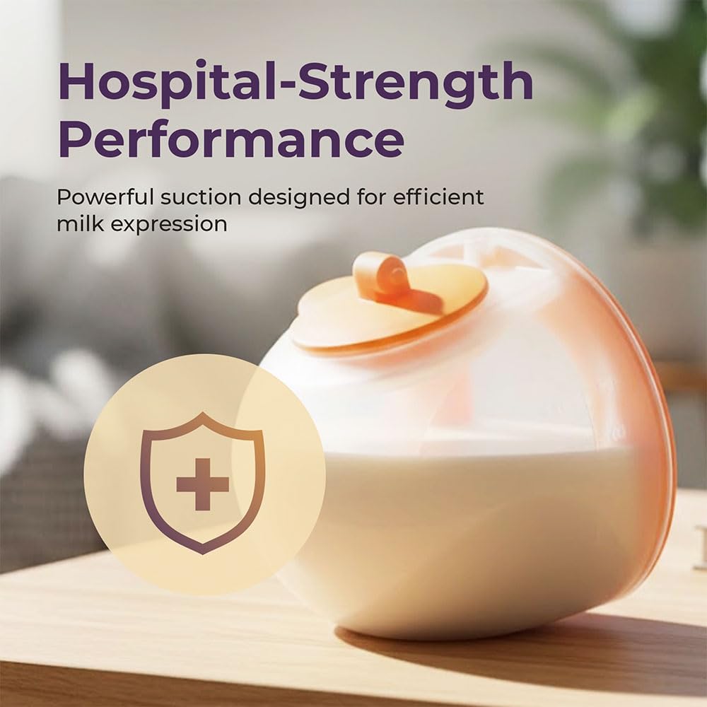 Hygeia Tiralatte elettrico Express – Forza di grado ospedaliero, indossabile a mani libere, portatile e ricaricabile con adattatore AC, include coppe da 27 mm e inserti da 24 mm