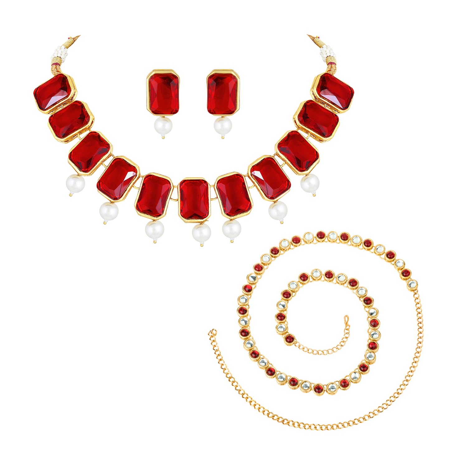 peora Traditional Crystal Necklace & Jewellery Set Gift for Women-picture-5