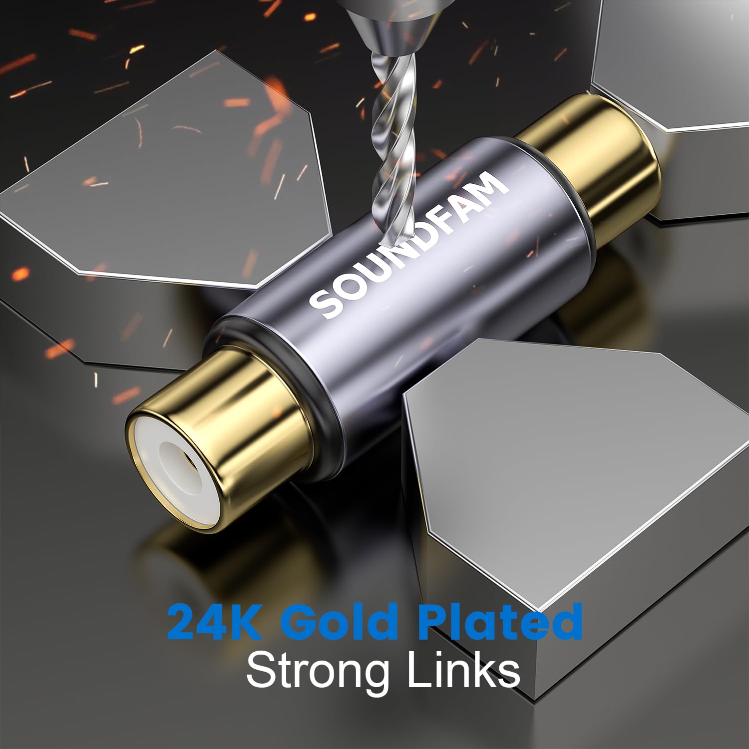 Pozłacany łącznik żeński RCA, złącza baryłkowe, adaptery przedłużające kable subwoofera do HDTV, głośników, wzmacniaczy, samochodowego audio (złącze żeńskie na żeńskie RCA, 2-pak)
