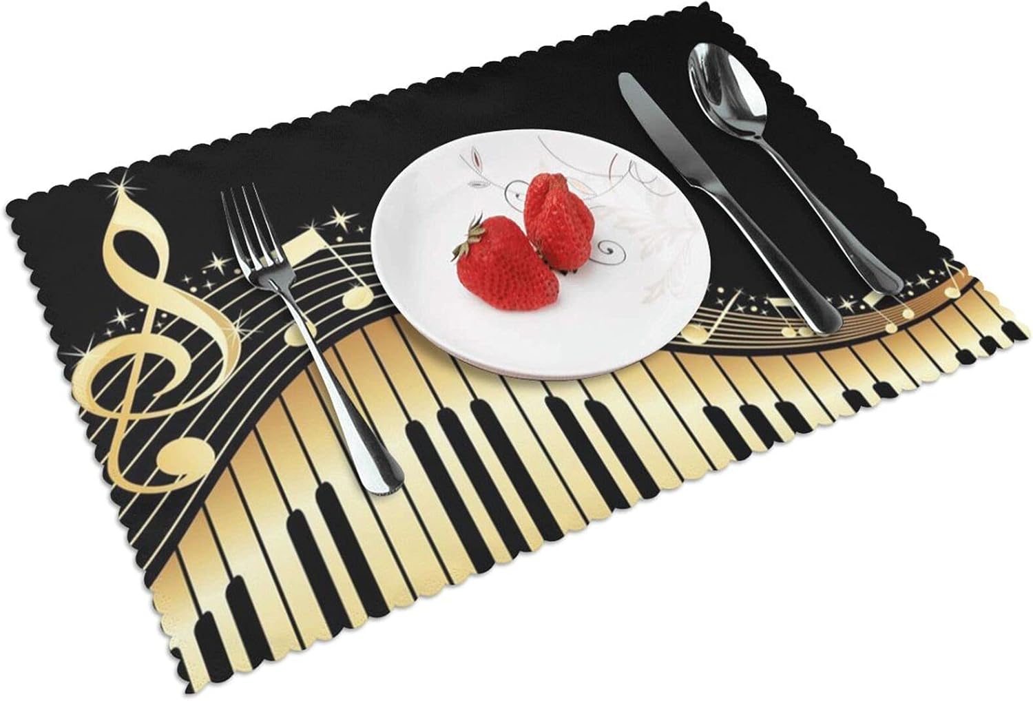 Music Notes Piano Place Mats for Dining Table, Multipurpose