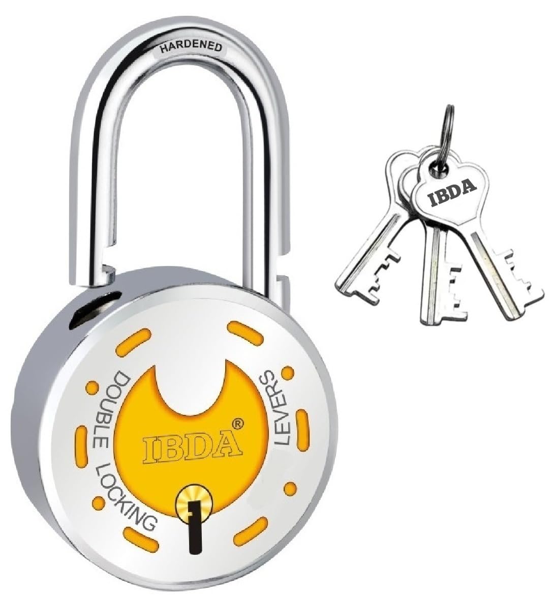 Lock and Key 65mm | Double Locking | 7 Levers' Technology | Rivetless Body Padlock | Lock for Home, Shutter, gate, Door, kadi, Channel, Chain, Shop, School, Warehouse, Flat, Outdoor-Indoor use — Amazon image 2