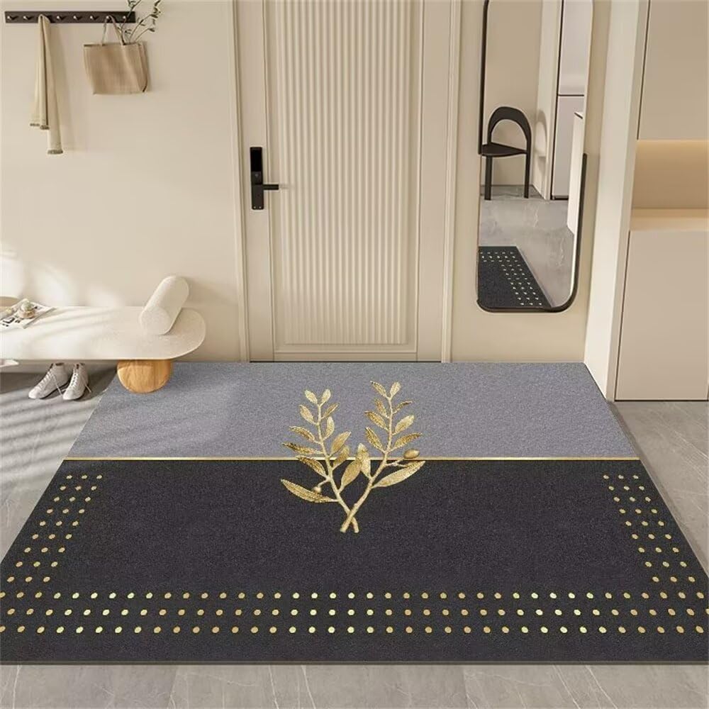 Tapis long lavable 90x180cm gris et noir au style minimaliste moderne