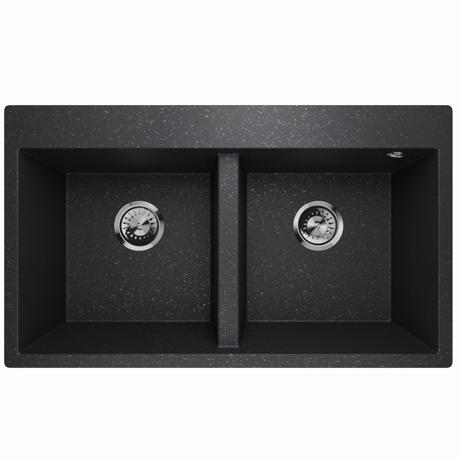 Lavello Elle 2.0 Évier de cuisine en granit double évier encastrable avec siphon Noir graphite