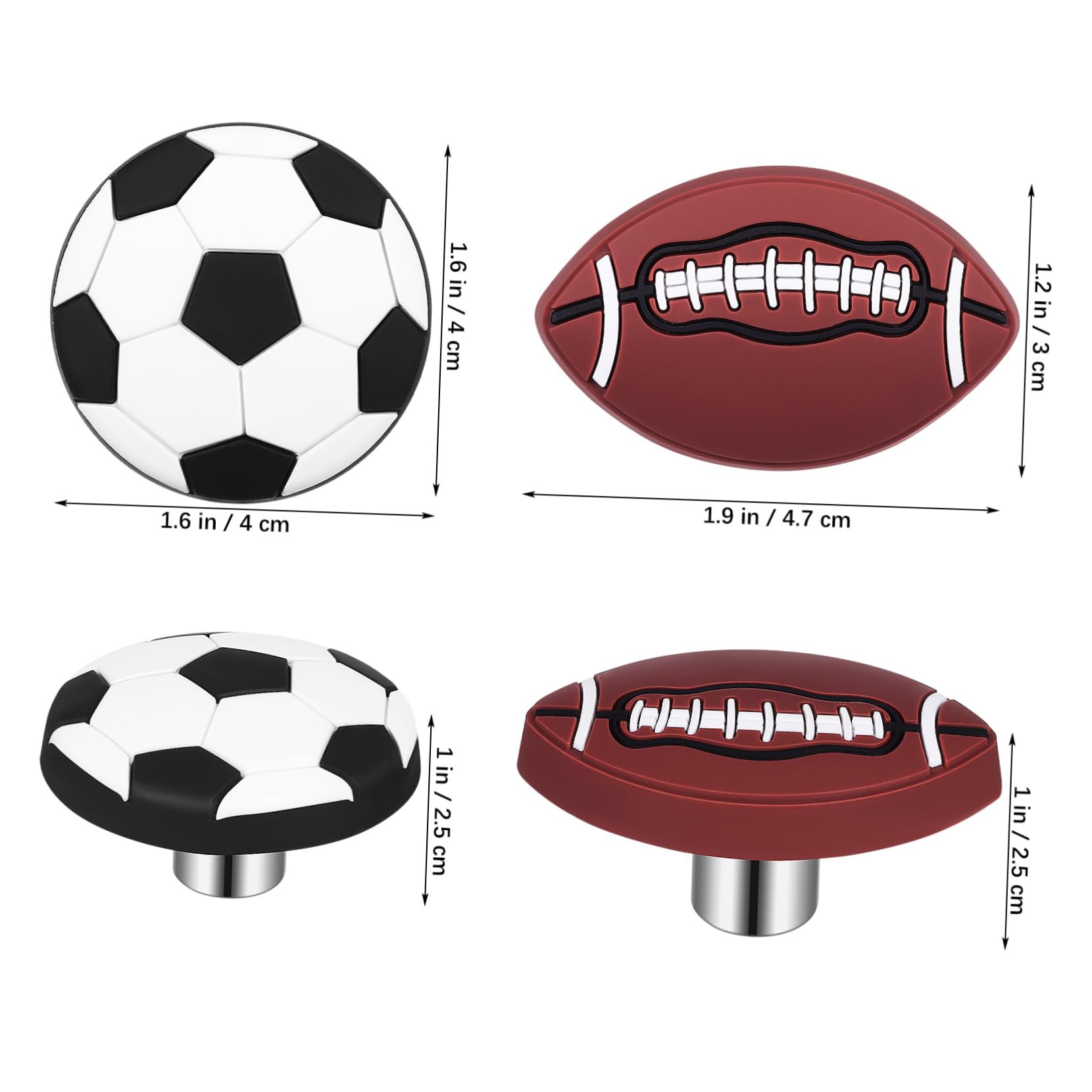 AUTSUPPL Basketball Dresser Knobs 8 Pack Sports Ball Stylized Drawer Pulls Cartoon Knobs for Boys and Girls Sturdy PVC Metal for Toddlers