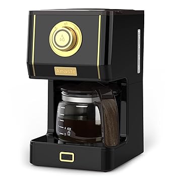 Amaste Coffee Maker, 25 Oz Drip Coffee Machine with Glass Coffee Pot, Retro Style Coffee Maker with Reusa