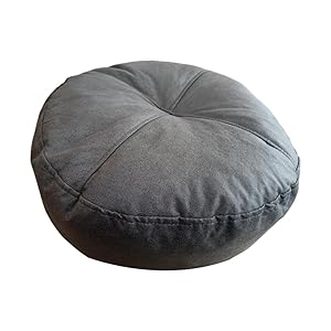 Cojín Redondo para Meditación Y Descanso de 40 CM, Cojin Funda de algodón Lavable Yoga Zafu para Hogar, Dormitorio, Salón, Gris Oscuro, Individual